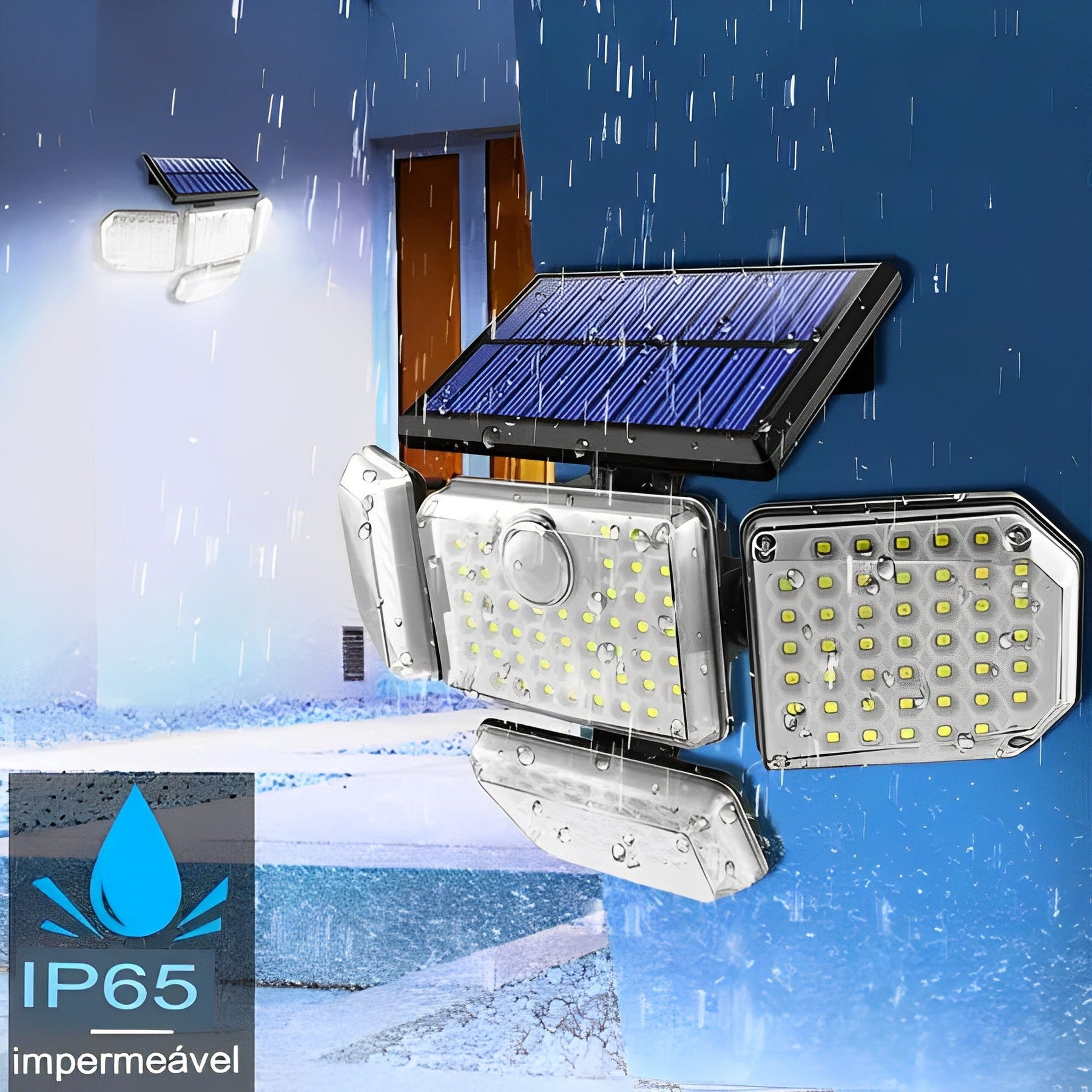 Refletor Led Solar Com 3 Cabeças 800W EcoLight - Patago