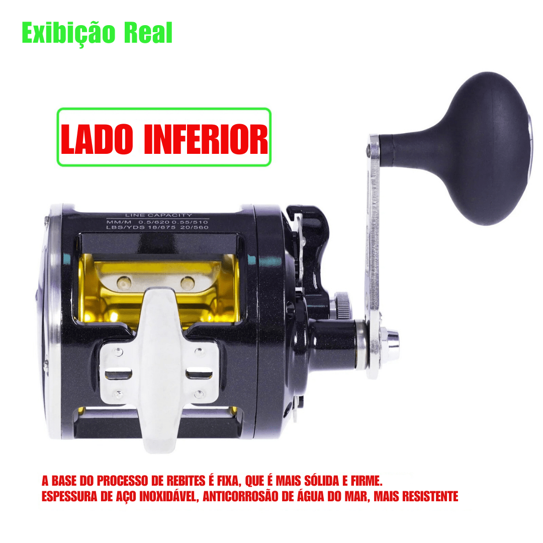 Carretilha de Pesca Marítima Perfil Alto Drag 30kg - Molla