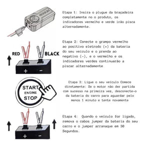 Auxiliar de Partida + Compreensor de Ar Digital [Ultra Potência] - JumpStarter - Patago