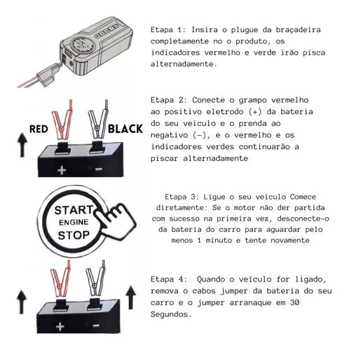 Auxiliar de Partida + Compreensor de Ar Digital [Ultra Potência] - JumpStarter - Patago