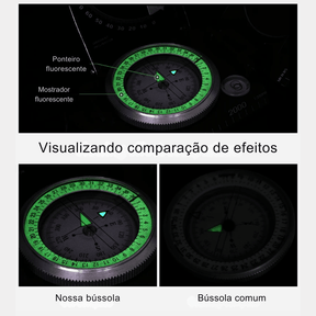 Bússola multifuncional de alta precisão à prova d'água com bússola geológica fluorescente - Survivor