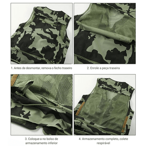 Colete de Pesca Respirável - Multi Pocket