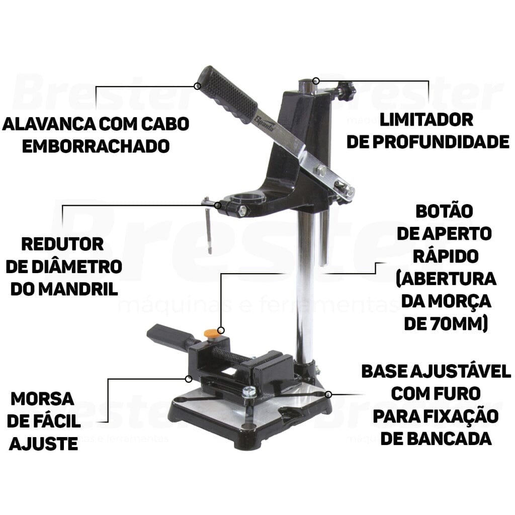 Suporte Para Furadeira Com Morsa 1/2 E 3/8 - Patago