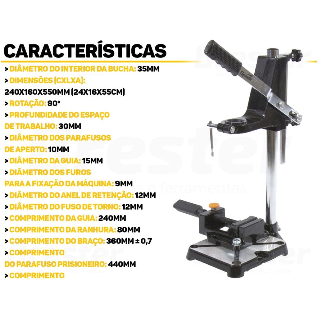 Suporte Para Furadeira Com Morsa 1/2 E 3/8 - Patago