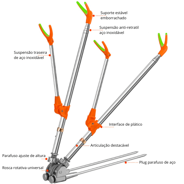 Suporte Para Vara de Pesca Articulado Ajustável